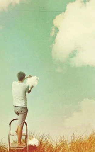 Man with clouds