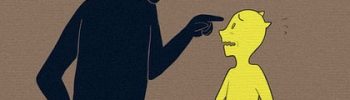 shadow person looking hostile at another person