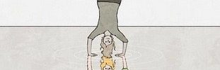 woman in handstand with reflection